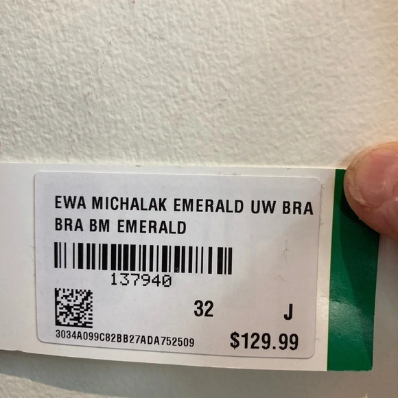 EWA MICHALAK Sz 32 J Emerald Lace Adjustable Straps Underwire Unpadded Bra NWT - Picture 7 of 13